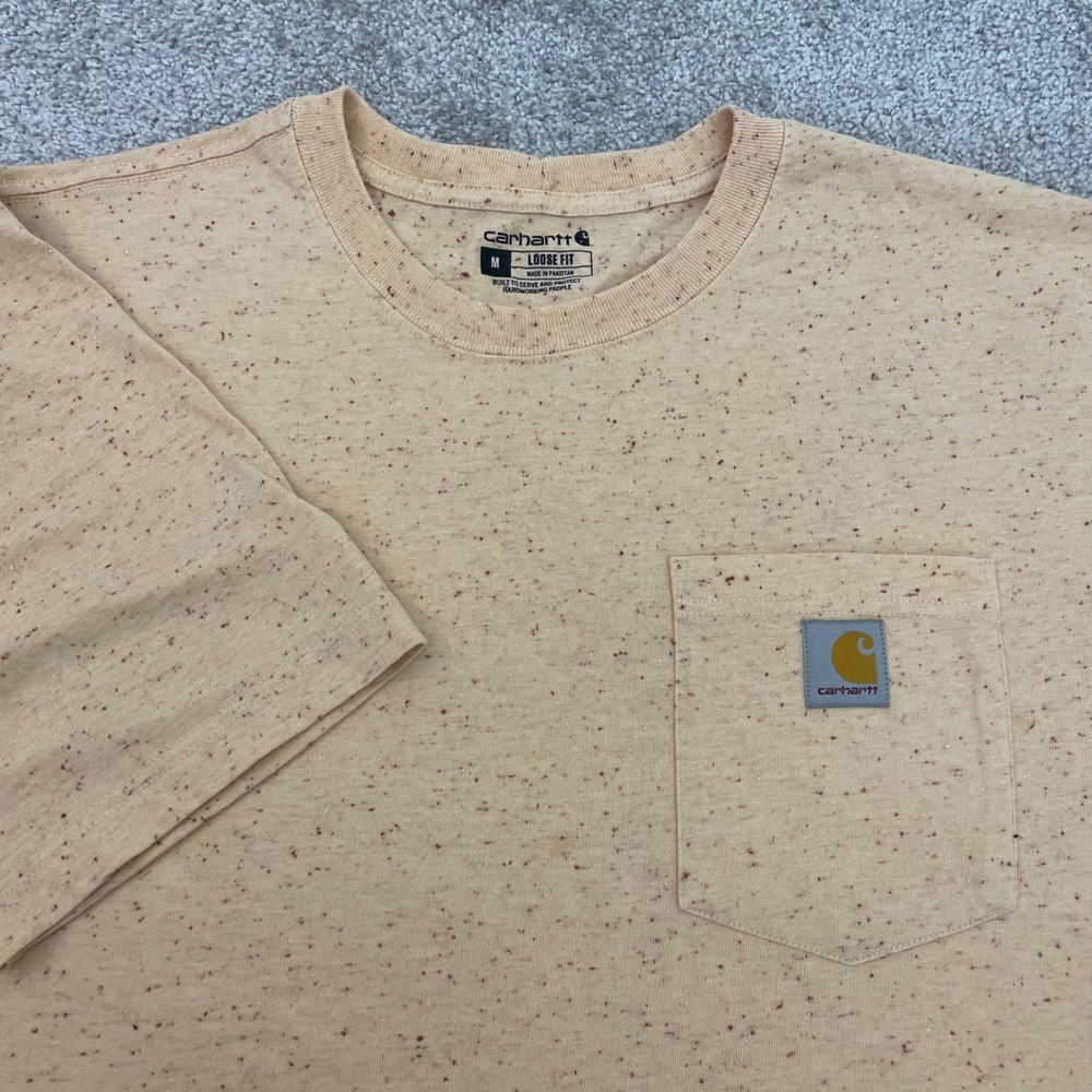 Carhartt Mens Medium Loose Fit K87-M Peach Neps Speckled Pocket T-Shirt Workwear